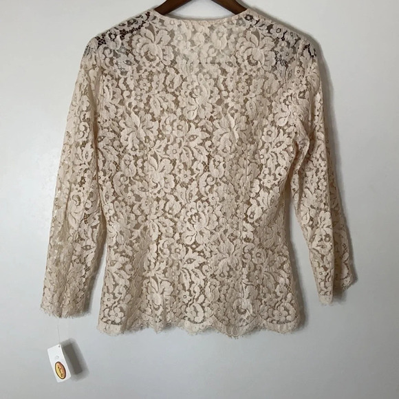 Talbots Romantic Ivory Lace Button-Up Blouse Lace Jacket Wedding Event Sz 6 NEW - Picture 11 of 13